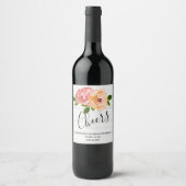 Étiquette Pour Bouteilles De Vin Bois rustique mariage à fleurs en bois (Devant)