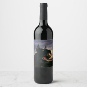 Étiquette Pour Bouteilles De Vin Boisson à vous glacer le sang. Gros chien noir