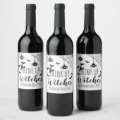 Étiquette Pour Bouteilles De Vin boisson d'Halloween, cul sec sorcières enterrement (Bouteilles)