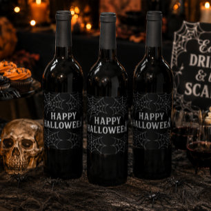 Étiquette Pour Bouteilles De Vin Boissons effrayantes Joyneux Halloween Toiles d'ar