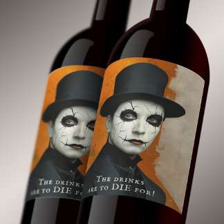 Étiquette Pour Bouteilles De Vin Boissons gothiques amusantes d'Halloween à mourir