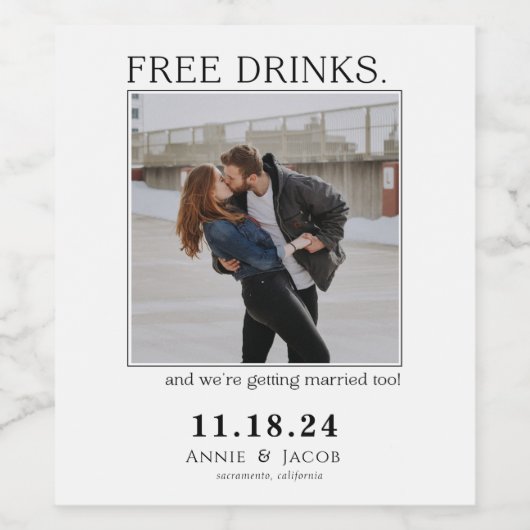 Étiquette Pour Bouteilles De Vin Boissons gratuites Enregistrer la date (Étiquettes simples)