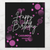 Étiquette Pour Bouteilles De Vin Bokeh rose moderne dégradé noir Joyeux anniversair (Étiquettes simples)