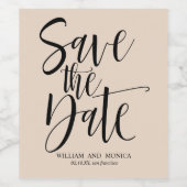 Étiquette Pour Bouteilles De Vin Bold Calligraphy Eggshell noir enregistrer la date (Étiquettes simples)