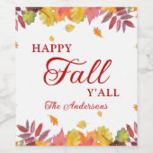 Étiquette Pour Bouteilles De Vin Bon automne Y'all Feuilles d'automne (Étiquettes simples)