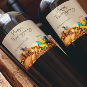 Étiquette Pour Bouteilles De Vin Bon thanksgiving Belle Animaux Cadeau