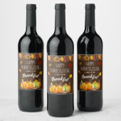 Étiquette Pour Bouteilles De Vin Bon thanksgiving Citrouilles et feuillage d'automn (Bouteilles)