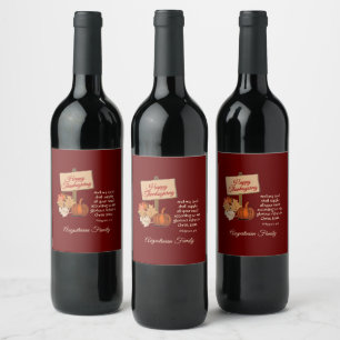 Étiquette Pour Bouteilles De Vin BON THANKSGIVING Mon Dieu Fournira CUSTOM