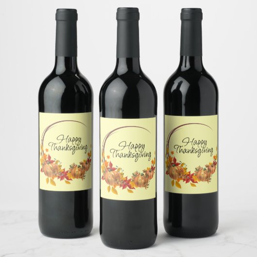Étiquette Pour Bouteilles De Vin BON THANKSGIVING Vacances Citrouilles Automne Feui (Bouteilles)