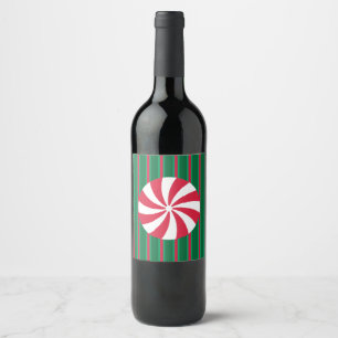 Étiquette Pour Bouteilles De Vin Bonbons de Noël Fun et Fantaisie au Poivre Menthe