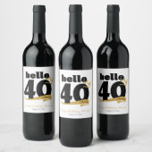 Étiquette Pour Bouteilles De Vin Bonjour 40 Jalons Anniversaire Or Couronne (Bouteilles)