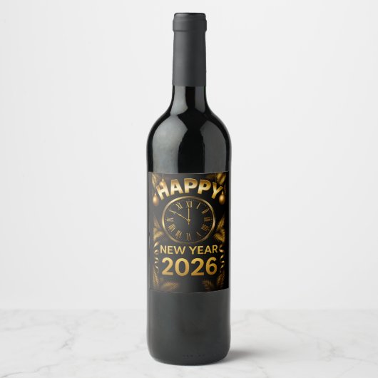 Étiquette Pour Bouteilles De Vin "Bonne année 2026" (Devant)