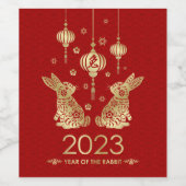 Étiquette Pour Bouteilles De Vin Bonne année chinoise du lapin 2023 (Étiquettes simples)