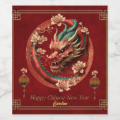 Étiquette Pour Bouteilles De Vin Bonne année de dragon chinois (Étiquettes simples)