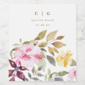 Étiquette Pour Bouteilles De Vin Bonne bouteille de Mariage Florals à l'aquarelle (Étiquettes simples)