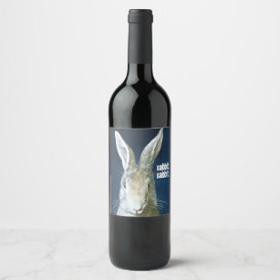 Étiquette Pour Bouteilles De Vin Bonne chance d'amusement indiquant le lapin, lapin