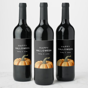 Étiquette Pour Bouteilles De Vin Bonne Halloween avec citrouille vintage
