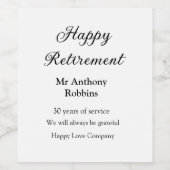 Étiquette Pour Bouteilles De Vin Bonne retraite nom années de service retraité (Étiquettes simples)