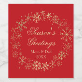 Étiquette Pour Bouteilles De Vin Bonnes Fêtes classiques en or rouge (Étiquettes simples)