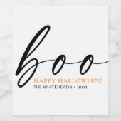 Étiquette Pour Bouteilles De Vin Boo Cute Happy Halloween Blanc (Étiquettes simples)