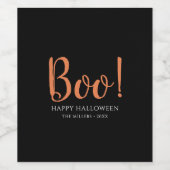 Étiquette Pour Bouteilles De Vin Boo Halloween moderne noir (Étiquettes simples)