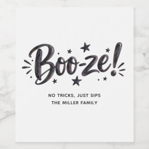 Étiquette Pour Bouteilles De Vin Boo-ze drôle Typographie de boissons alcoolisées