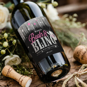 Étiquette Pour Bouteilles De Vin Boots 'n Bling Disco Bachelorette ID925