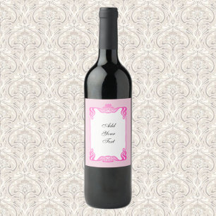 Étiquette Pour Bouteilles De Vin Bordure Art Nouveau rose