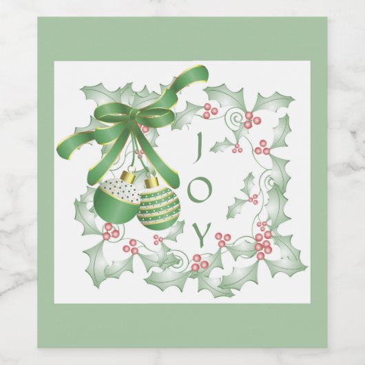 Étiquette Pour Bouteilles De Vin Bouges de rose verte Holly (Étiquettes simples)