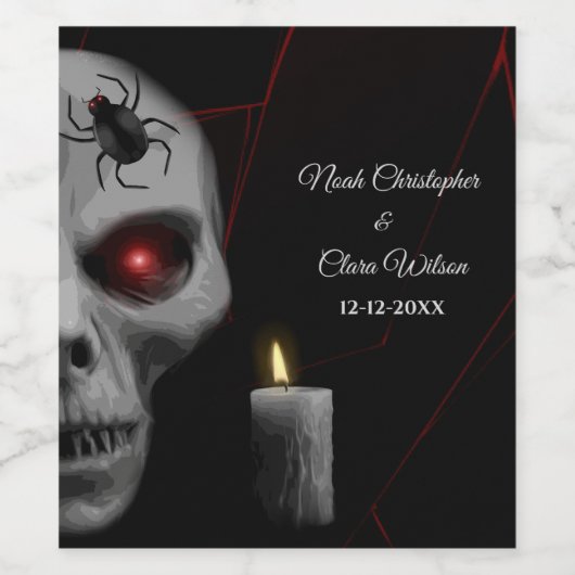 Étiquette Pour Bouteilles De Vin Bougie d'araignée gothique - Halloween Moody foncé (Étiquettes simples)
