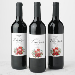 Étiquette Pour Bouteilles De Vin Bougies et Poinsettia Bouquet vinification
