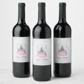 Étiquette Pour Bouteilles De Vin Boule de Noël au pin enneigé (Bouteilles)