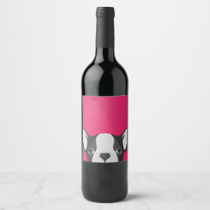 Étiquette Pour Bouteilles De Vin Bouledogue français d'illustration avec l'arrièr