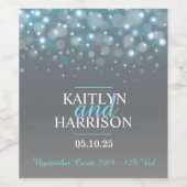 Étiquette Pour Bouteilles De Vin Boules d'aqua bleu gris personnalisé vin de mariag (Étiquettes simples)