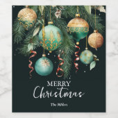 Étiquette Pour Bouteilles De Vin Boules de Noël Arbre de Noël (Étiquettes simples)
