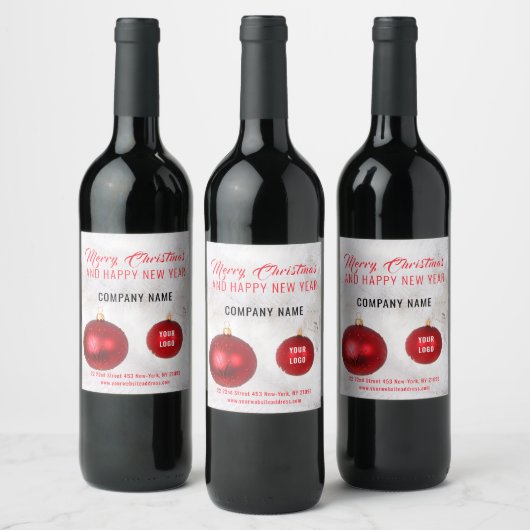 Étiquette Pour Bouteilles De Vin Boules de Noël rouges (Bouteilles)