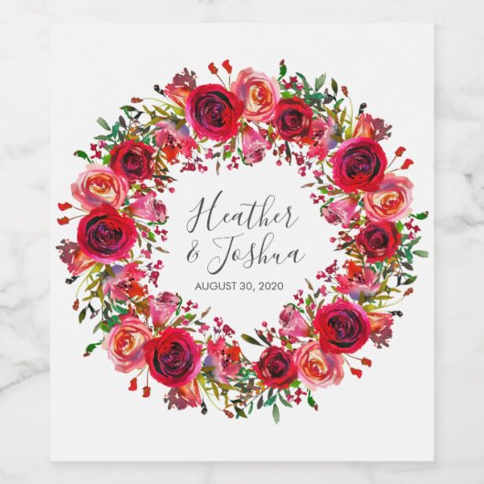 Étiquette Pour Bouteilles De Vin Bountiful Rose Ruby Red Mariage (Étiquettes simples)