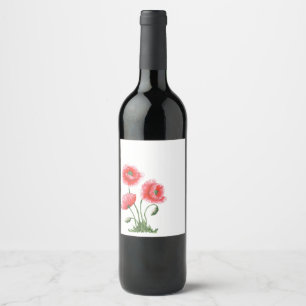 Étiquette Pour Bouteilles De Vin Bouquet de beau carnet de pavots de champs