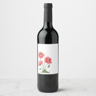 Étiquette Pour Bouteilles De Vin Bouquet de beau carnet de pavots de champs