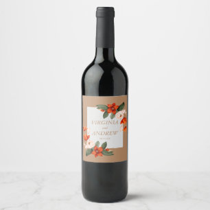 Étiquette Pour Bouteilles De Vin Bouquet de Boho avec fleurs de feu