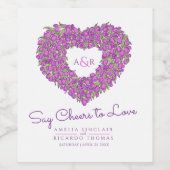 Étiquette Pour Bouteilles De Vin Bouquet de coeur de tulipe mauve mariage (Étiquettes simples)