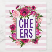 Étiquette Pour Bouteilles De Vin Bouquet de fleurs rose et pavot (Étiquettes simples)