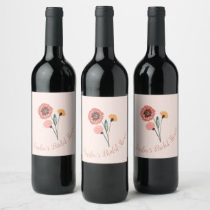 Étiquette Pour Bouteilles De Vin Bouquet de fleurs sauvages Art floral Baby shower