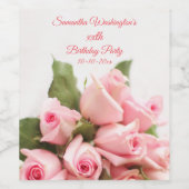 Étiquette Pour Bouteilles De Vin Bouquet de rose romantique Anniversaire (Étiquettes simples)