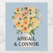 Étiquette Pour Bouteilles De Vin Bouquet de tournesol rustique aquarelle (Étiquettes simples)