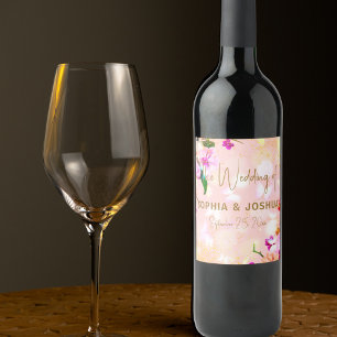 Étiquette Pour Bouteilles De Vin Bouquet d'orchidée romantique Mariage élégant