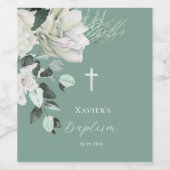 Étiquette Pour Bouteilles De Vin bouquet vert blanc Baptême (Étiquettes simples)