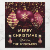 Étiquette Pour Bouteilles De Vin Bourgogne et or Baubles Joyeux Noël (Étiquettes simples)