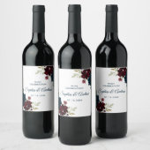 Étiquette Pour Bouteilles De Vin Bourgogne & Fleurs de marine Mariage de bois rusti (Bouteilles)