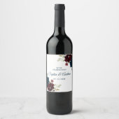 Étiquette Pour Bouteilles De Vin Bourgogne & Fleurs de marine Mariage de bois rusti (Devant)